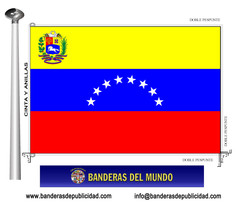 Bandera país de Venezuela con escudo 