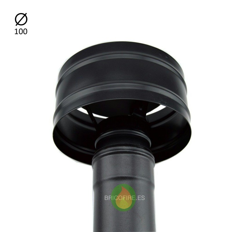Sombrerete Antirrevoco Negro Pellet 100 mm - BRICOFIRE tubos de
