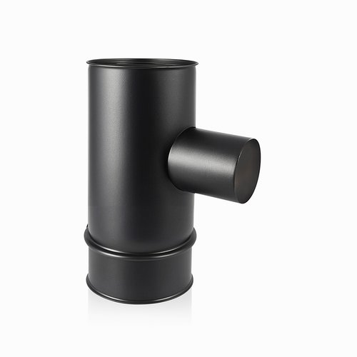 Te 90º Doble Pared Inox-Negro con entrada tubo pellet