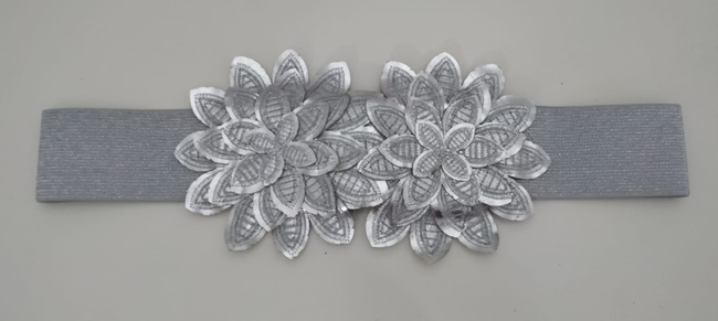 Cinturón plata flores elástico