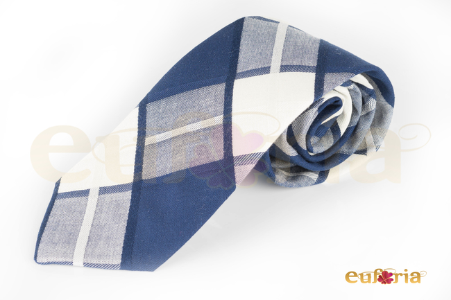 Corbata de cuadros tonos azules y blancos