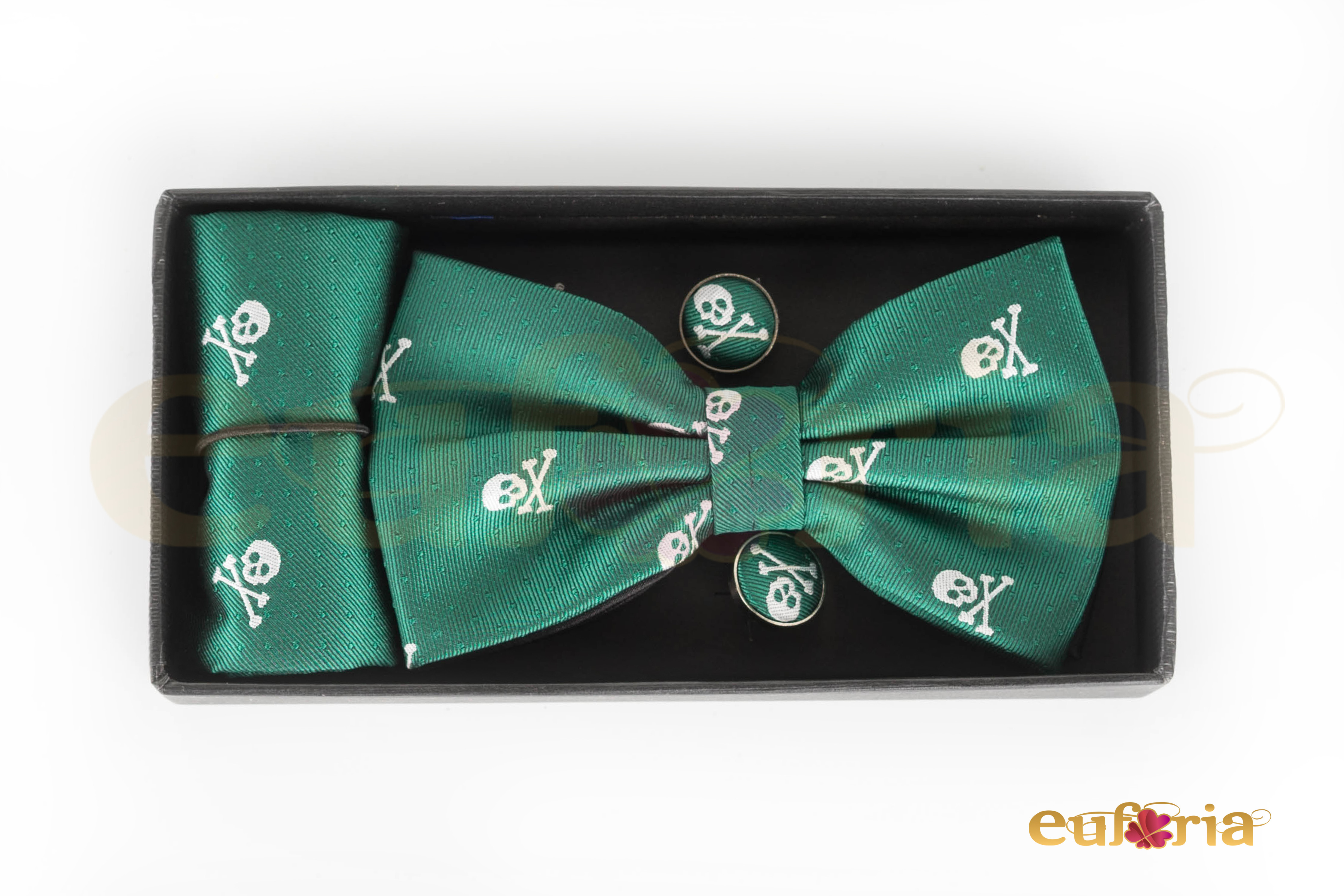 Pajarita, pañuelo y gemelos verde con caravelas - Euforia