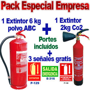 Pack Extintor Polvo + Extintor Co2 + Señal Extintor. Accivi.es