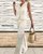 Conjunto boho-chic en encaje beige: chaleco con botones forrados + pantalón flare. Talla 34/36 →40 (S/M/L)