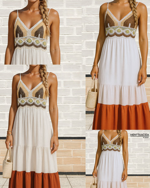 Vestido Tricolor Mentta Ácida color teja 