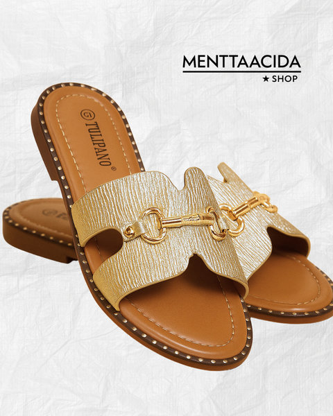 Sandalias planas hebilla Gold Sandalias Planas Hebilla Doradas Mentta Acida