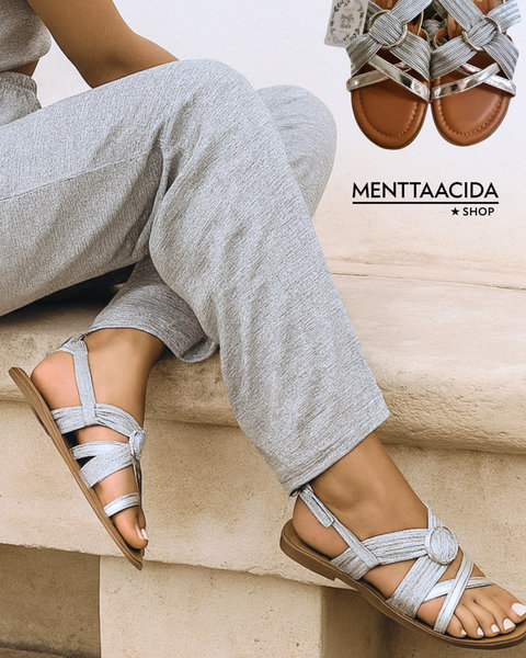 Sandalias planas Plateadas Luna Sandalias planas Plateadas Luna mentta Ácida shop