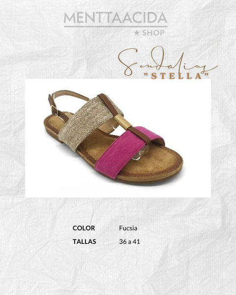 Sandalias planas boho Stella Fucsia Sandalias planas boho Stella color fucsia