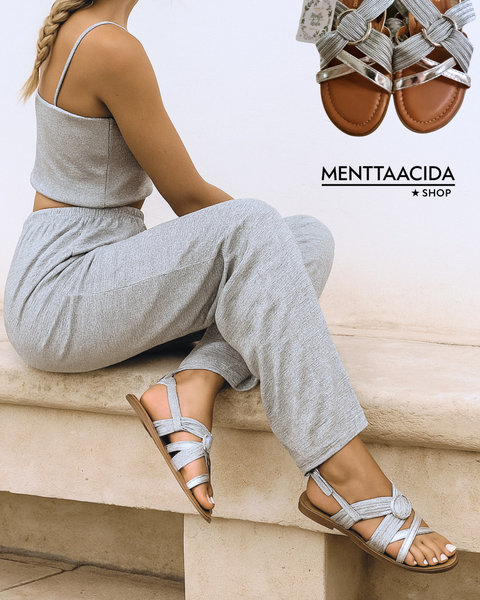 Sandalias planas Plateadas Luna Sandalias planas Plateadas Luna mentta Ácida shop