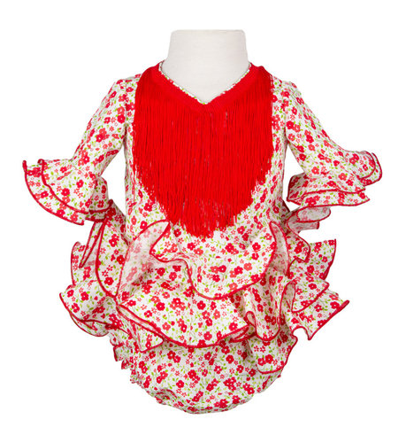 Traje de flamenca de bebé flor rojo