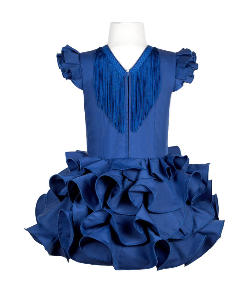 Traje de flamenca niña básico azul eléctrico - MiBebesito