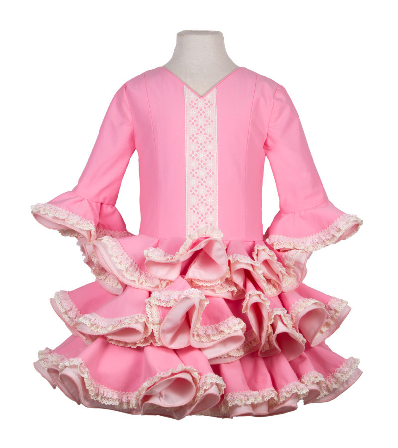 Nuevo 2020 Rosa bebé niñas español gitana traje de Vestido de Arco de la cinta Knitted & 