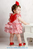 vestido de flamenca para niña de pocos meses con braguita a juego, blanco con lunares rojos y flecos del mismo color - modelo niña -  MiBebesito