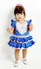 Traje de gitana flamenca para bebe azul lunar blanco braguita cubrepañal a juego incluida bb400 MiBebesito modelo