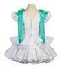 traje de flamenca para niña blanco perforado de manga corta con hombreras verde agua - MiBebesito