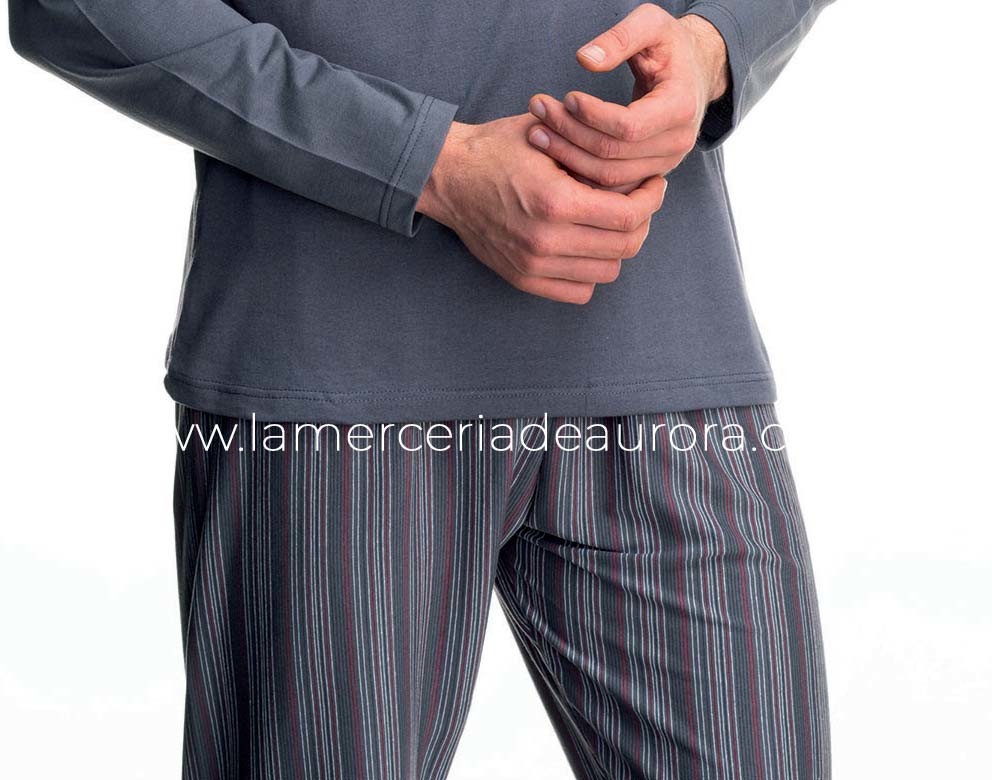 Pijama largo pantalón rayas de