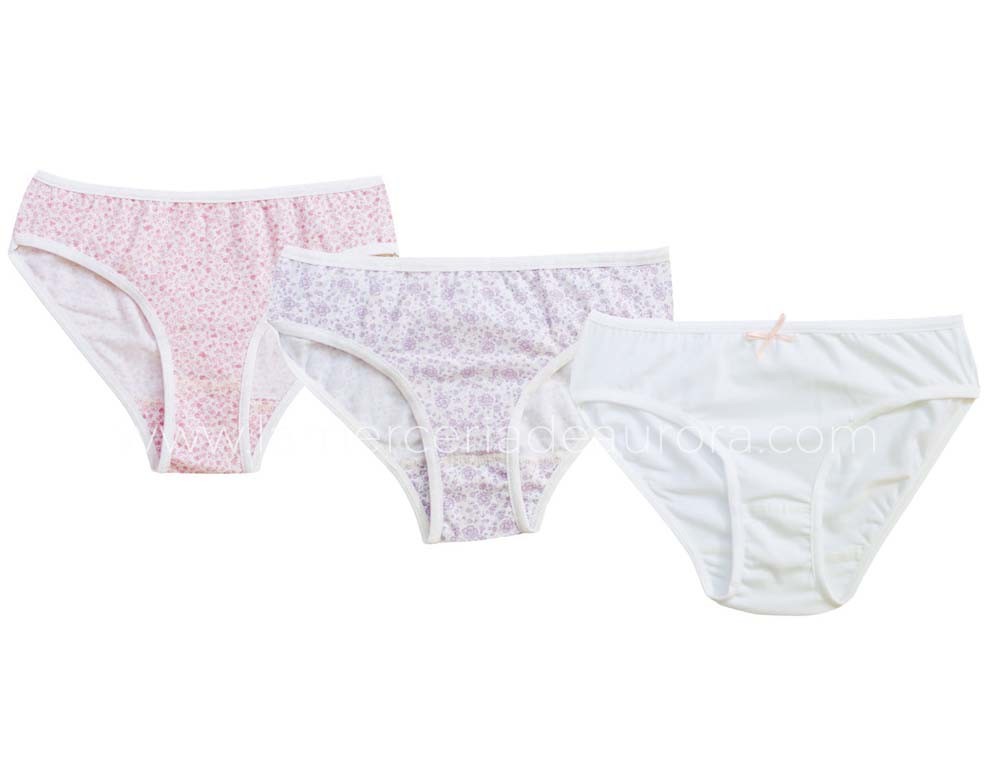 Braga Nina Algodon 2 12 Anos Flores Pack 3 Uds Delicatta By Calamaro