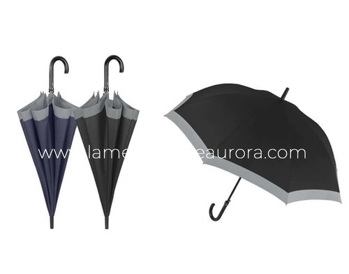 Paraguas largo caballero con borde gris de Perletti varios colores
