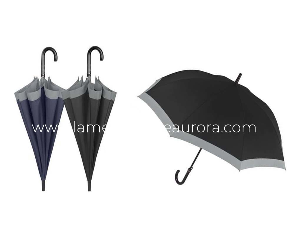 Paraguas caballero con borde gris de Perletti - varios colores