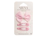 Clip pico pato lazo mariposa + 2 clips rana de Siena complementos - rosa pastel