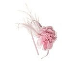Diadema con plumas y flores peon\u00eda de Siena complementos - rosa pastel