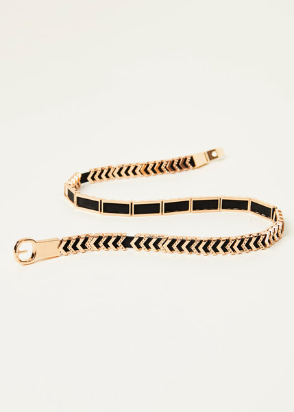 Cinturon negro elastico piezas doradas