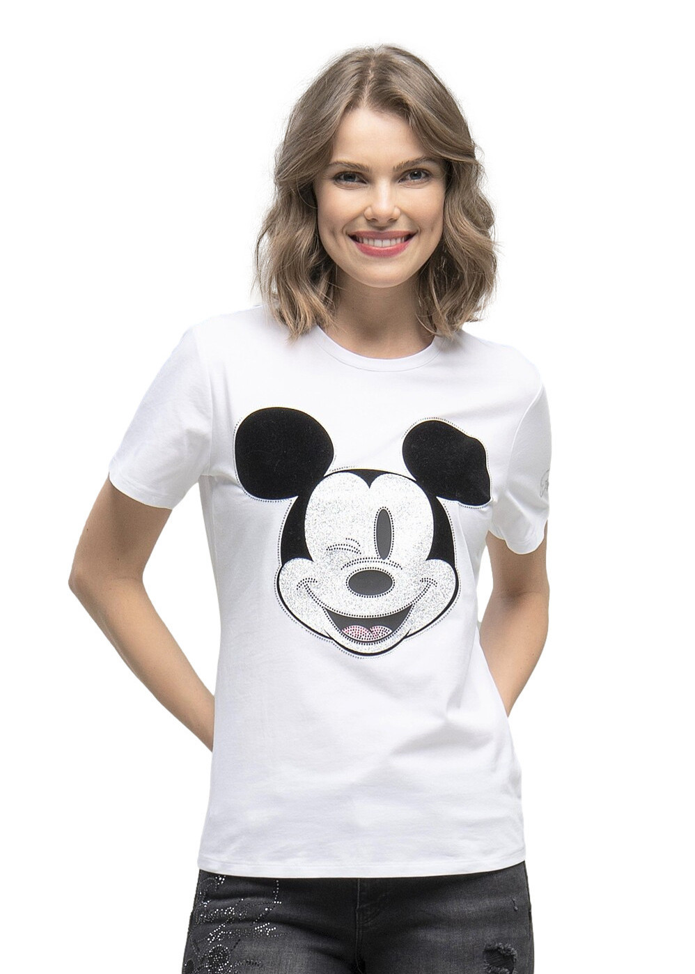 Transitorio Residuos amargo Camiseta Mickey Mouse strass by Fracomina Blanca - Stártara Shop Tienda  online Boho Chic
