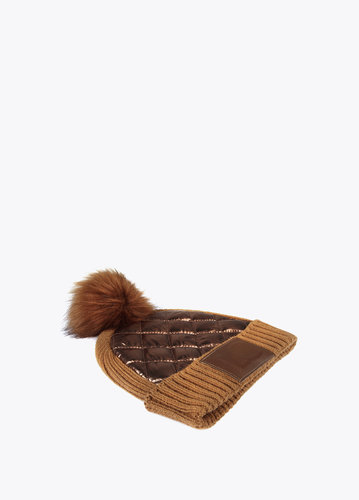Gorro metalizado pompón marrón Lola Casademunt