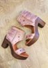Sandalia piel flecos rosa glitter