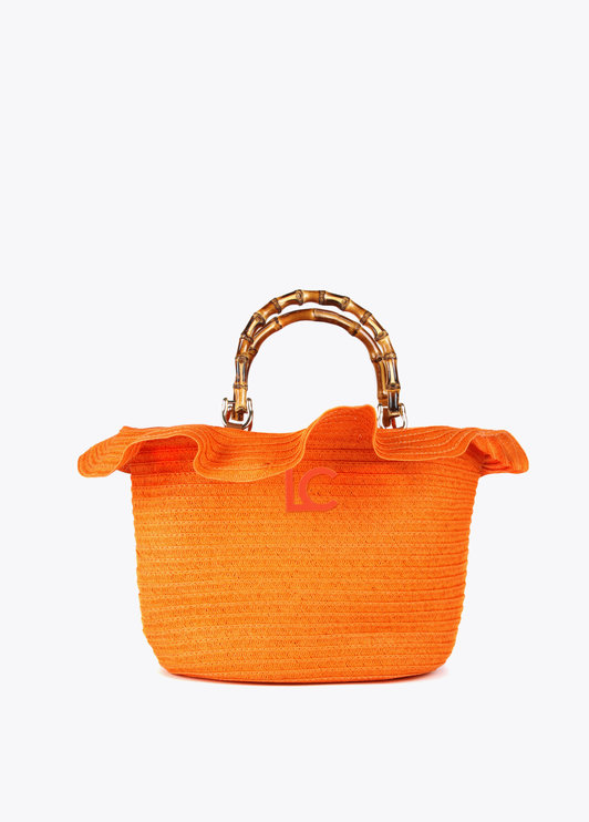 Bolso rafia volantes Lola Casademunt naranja