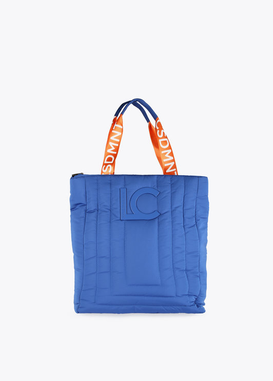 Bolso acolchado con logo frontal LC azul Lola Casademunt