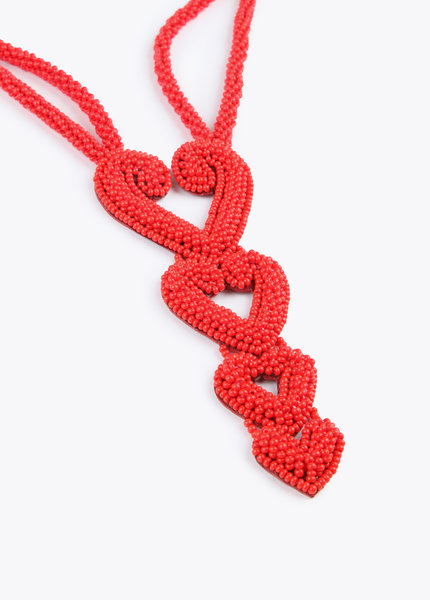 Collar rojo "beads" corazones Lola Casademunt