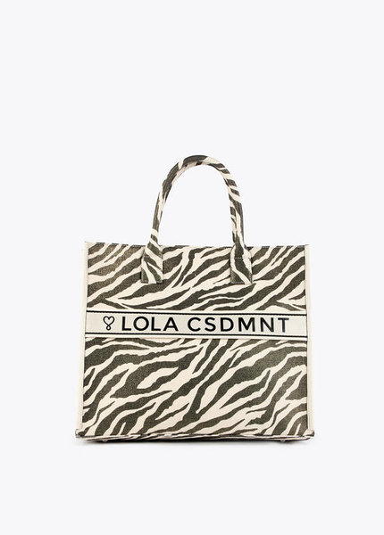 Shopper tejido combinado zebra y leopardo Lola Casademunt