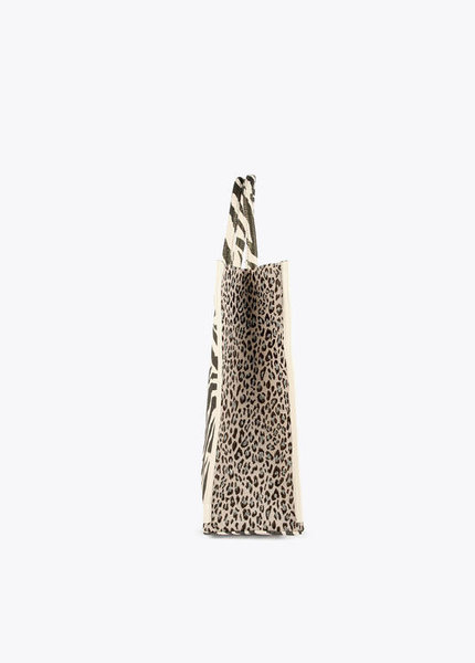 Shopper tejido combinado zebra y leopardo Lola Casademunt