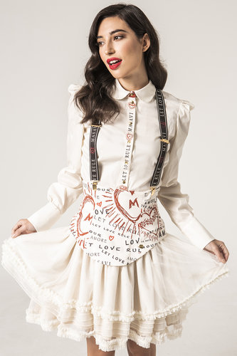 Falda tul corazones beige Masavi