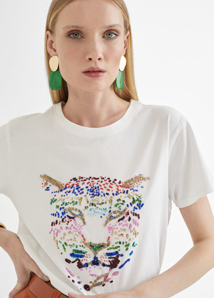 Camiseta mc tiger BLANCO-ROSA Lola Casademunt