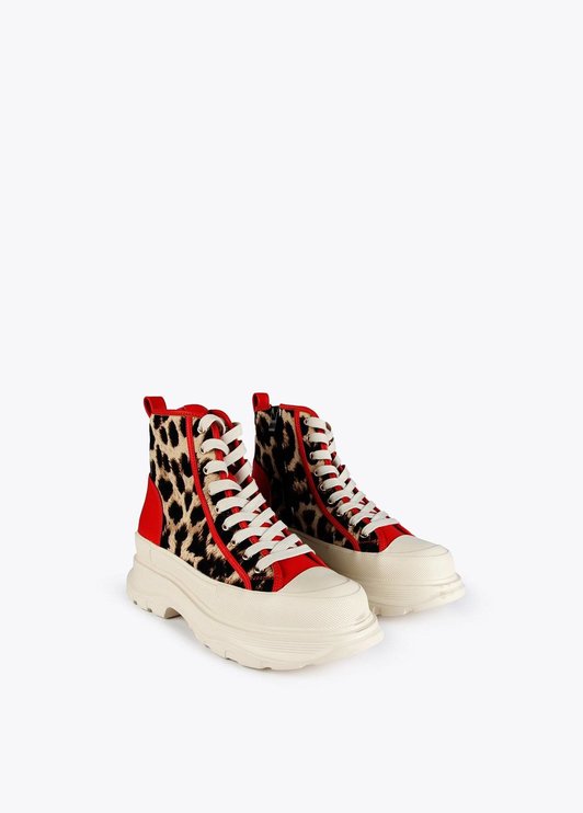 Botín plataforma estampado leopardo Lola Casademunt Rojo