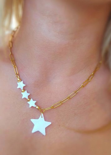 Collar cadena estrellas nácar