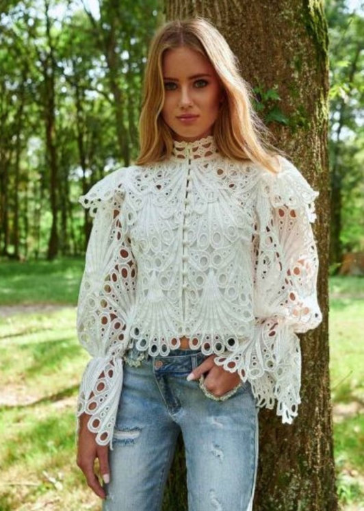 Blusa blanca Mallarme Fetiche Suances