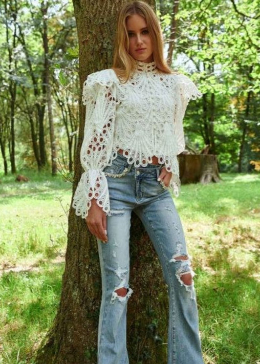 Blusa blanca Mallarme Fetiche Suances