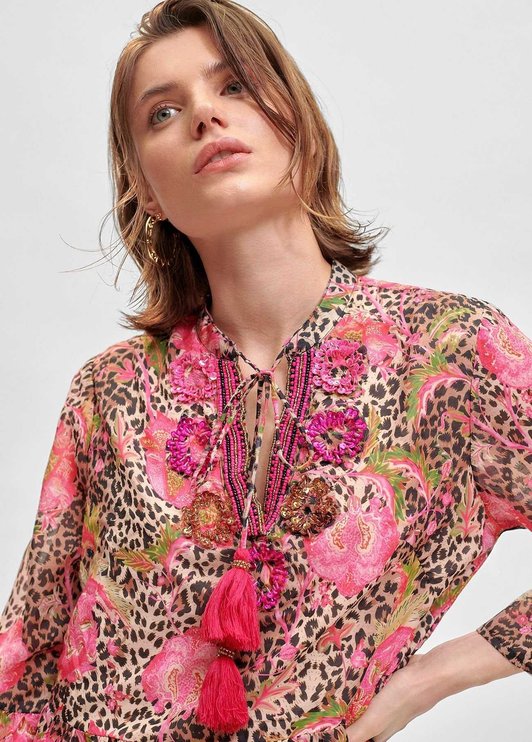 Kurta estampado flores fucsia Lola Casademunt