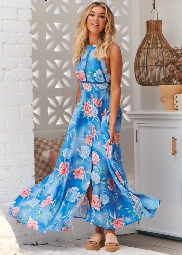 Vestido Santorina largo azul