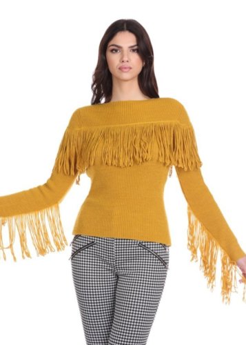 Jersey lana y alpaca Flecos Mostaza Relish