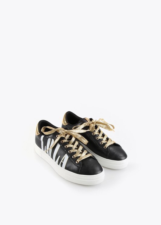 Sneakers LOLA negros con detalles dorados